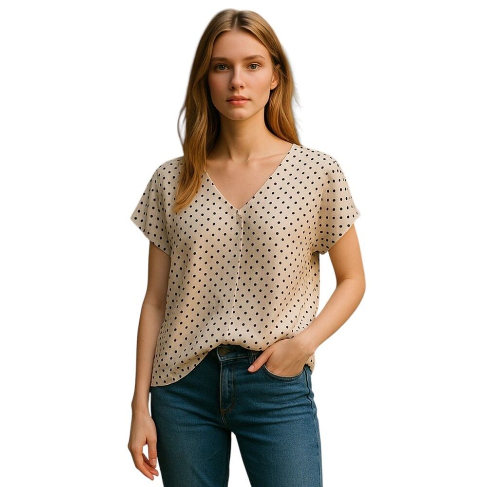 Hilary Radley Poncho Top Large Black White Dot